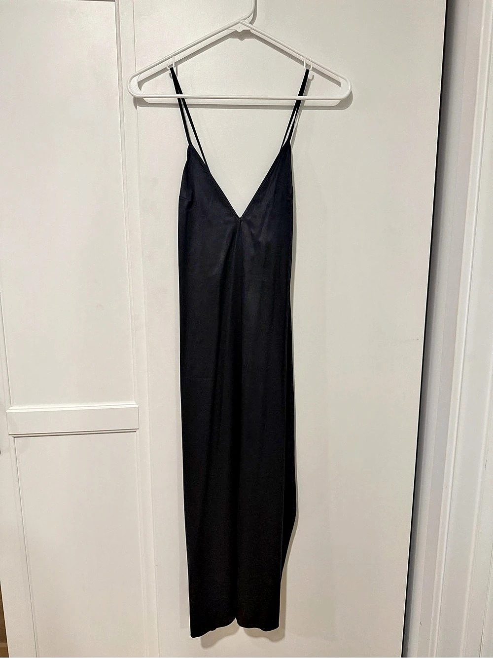 fleur du mal Silk Luxe Lace-Back Slip Dress Black Maxi Dress size Small